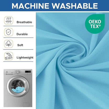 Spandex Table Cloths for 8 Foot Rectangle Tables-6 Pack Fitted Stretch Light Blue Table Covers-Folding Tablecloths for Party, Vendor Booth Display, Banquet Buffet Event, Craft Trade Show