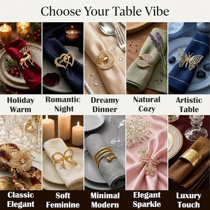 Gold Napkin Rings Set of 12 – Crystal Flower Design – Luxury Napkin Rings Gold - Image 8