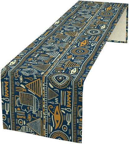 Retro Ancient Egypt Table Runner Vintage Ethnic Ornament Tribal Dinner Runner by moderw