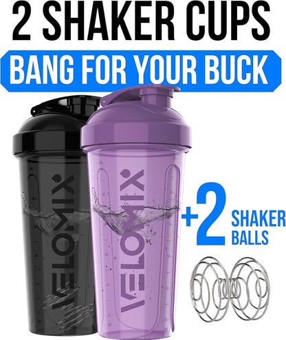 VELOMIX 2 Pack 28oz Protein Shaker Bottle - Image 2