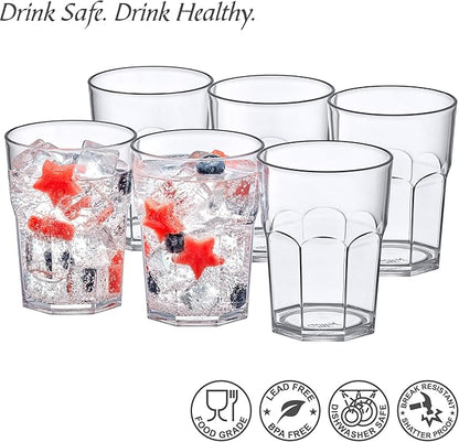 Amazing Abby Affinity - 14-Ounce Clear Plastic Tumblers (Set of 6), Stackable, BPA-Free, Shatter-Proof, Dishwasher-Safe