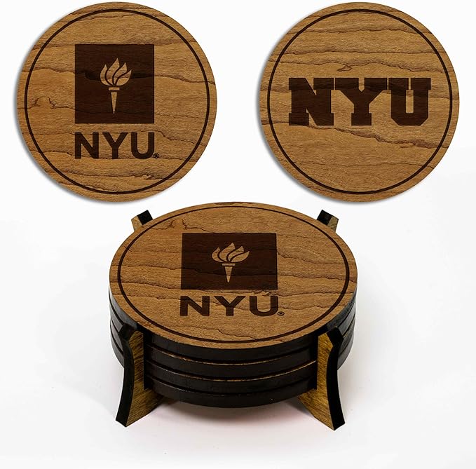LazerEdge New York Violets Wooden Coaster Set - Cherry Wood - Officially Licensed Product - 4-Pack