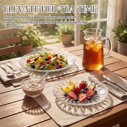 Havawish 18 Pcs Glass Dinnerware Set, Flowers | Clear Glass Plate and Bowl Sets - Image 3