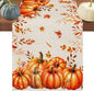 Orange Pumpkins Table Runners 72 Inches Long, Fall Thanksgiving Cotton Linen by Edwiinsa