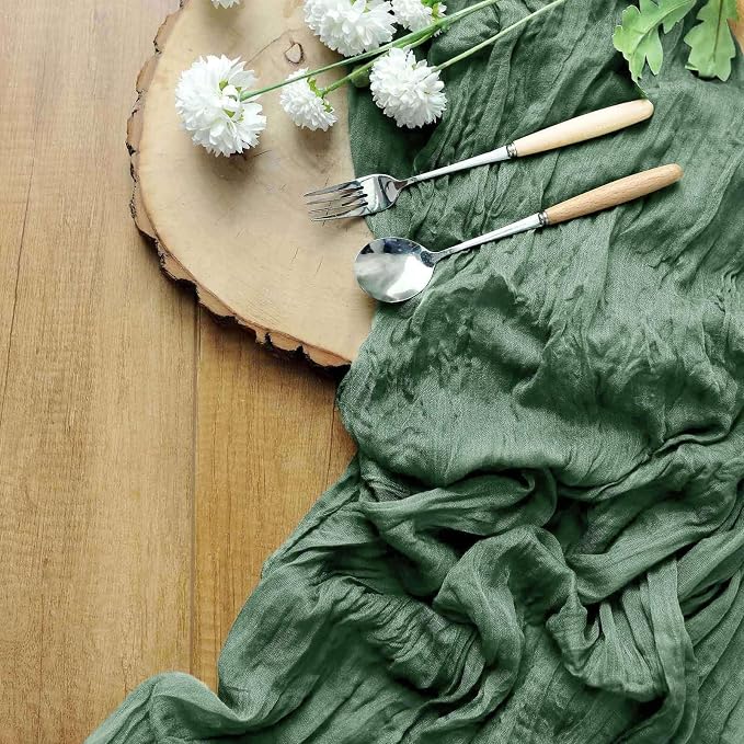 Efavormart 10ft Moss Green Cheesecloth Table Runner - Image 9