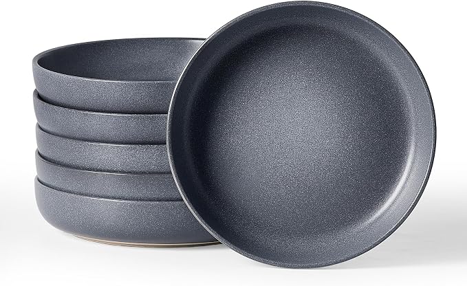 famiware Milkyway 33 oz Pasta Bowls Set of 6, Matte Dark Charcoal | Double by Famiware