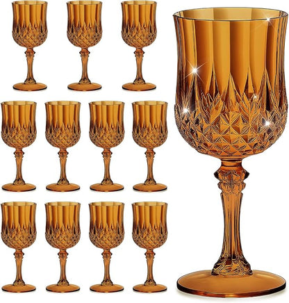 7OZ Plastic Wine Glasses, Reusable Vintage Goblets Unbreakable Drinking Glasses by Unknown