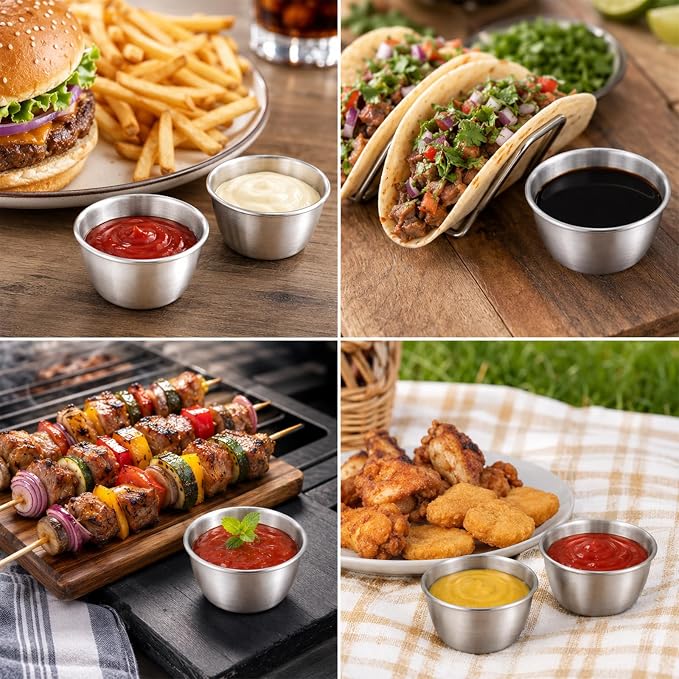 32Pcs 2.5oz Metal Ramekins Sauce Cups Stainless Steel Dipping Cups | Bulk Small - Image 7