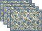 Navy Blue Boho Placemats Set of 4 Sage Green Vintage Floral Decor Place Mats 12x18 Inch Flower Spring Summer Seasonal Decorative Linen Table Mats for Home Kitchen Dining Party Table Decoration
