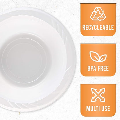 100 Count Disposable 5 ounce White Plastic Dessert Bowls - Image 6