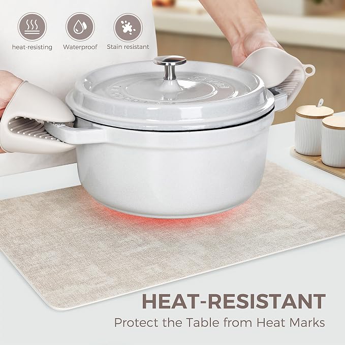 NCUE Vinyl Placemats Set of 6, Heat Resistant, Nonslip Faux Leather Waterproof - Image 2