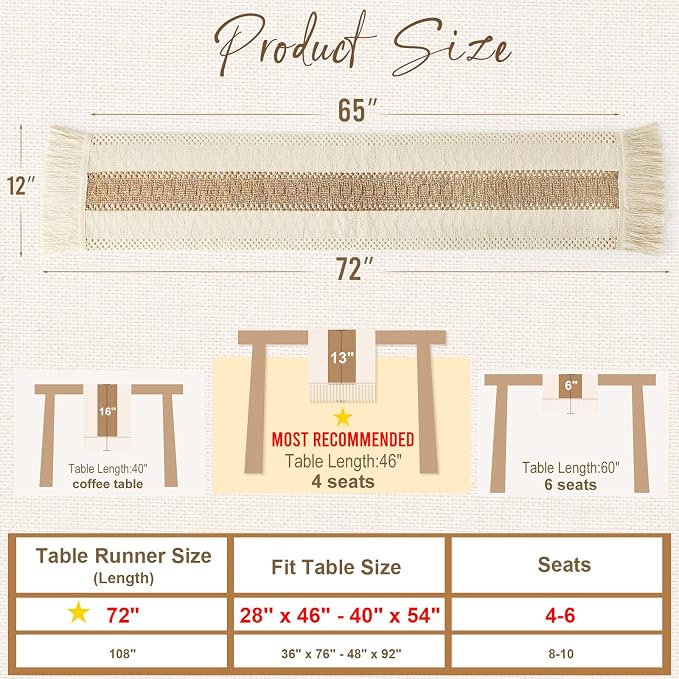 Boho Table Runner 72 inches - Image 5