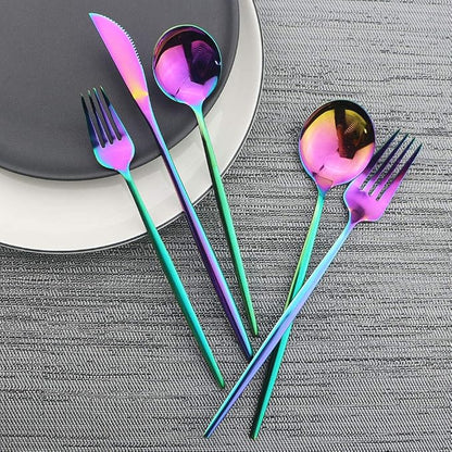 JASHII Shiny Rainbow Silverware Set, 30-Piece Stainless Steel Satin Finish - Image 5