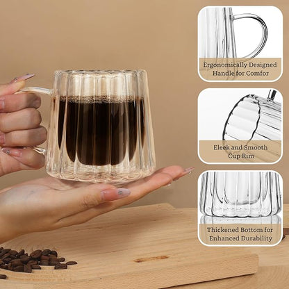 Joeyan Double Walled Glass Coffee Mugs, Latte Cappuccino Tea Cups - Image 4