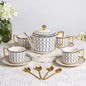 7 Oz Bone China Blue Tea Cup and Saucer Service by HappleCwlwgoHome