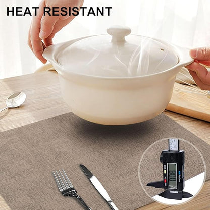 homing Faux Leather Heat Resistant Placemats 12 Packs, Waterproof Wipeable Dining PU Place Mats for Indoor & Outdoor, Easy to Clean, Camel