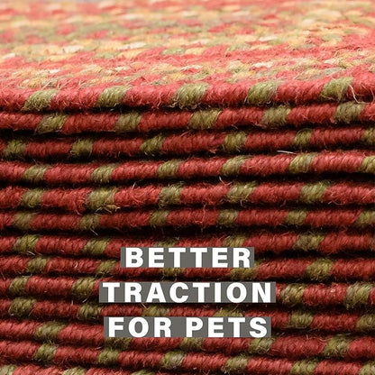 Homespice Cider Barn Jute Braided Stair Treads, Country Primitive Decor, Set of 13, Red 8x28 Oval Rug for Stairs - Easy to Clean, Tightly Stitched and Durable