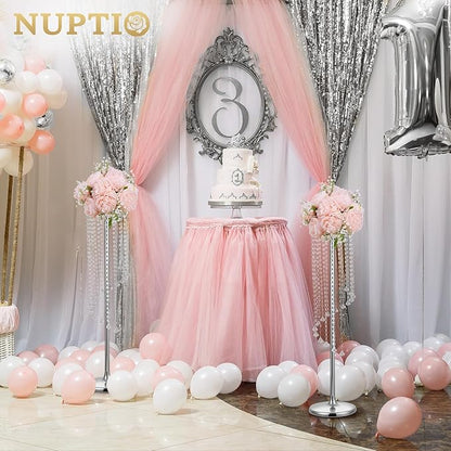 Nuptio 2 Pcs 35.4inch Tall Wedding Centerpieces Silver Vases Crystal Flower Vase Metal Flowers Stand for Party Tables Decorations - Elegant Bulk Weddings Decoration Table Chandelier Centerpiece stands