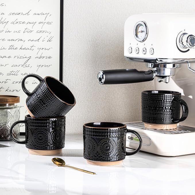 GBhome 12OZ Stackable Coffee Mugs, Ceramic Coffee Mugs - Image 6