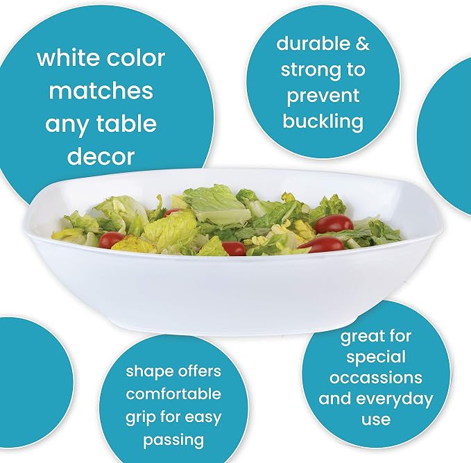 White Disposable Oval Serving Bowls, Party Snack Salad Bowl Pack of 4 - Image 5