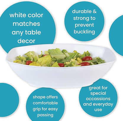 White Disposable Oval Serving Bowls, Party Snack Salad Bowl Pack of 4 - Image 5