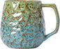 18oz Unique Kiln-Change Ceramic Coffee Mug, Handcrafted Hammered Texture by XIYUANJI
