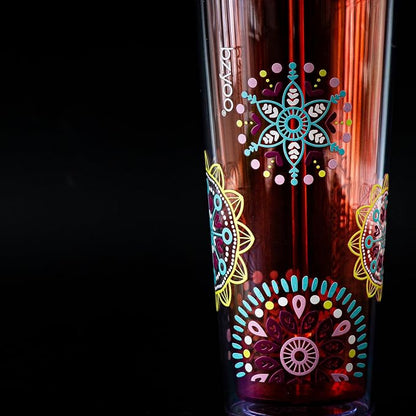 bzyoo 24oz Plastic Tumbler Cup, Lid & Straw, Iced Coffee, Medallion Orange | - Image 9