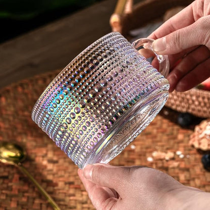 Gezzeny Vintage Glass Coffee Mugs 14 Oz Set of 2 Iridescent Embossed, Tea Cups - Image 8