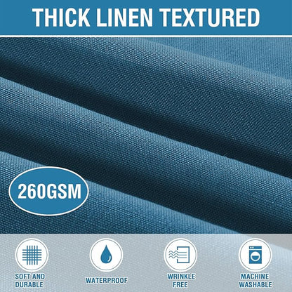 H.VERSAILTEX Linen Textured Table Cloths 54 x 54 Inch Premium Solid Tablecloth Spill-Proof Waterproof Table Cover for Dining Buffet Feature Extra Soft and Thick Fabric Wrinkle Free, Ink Blue