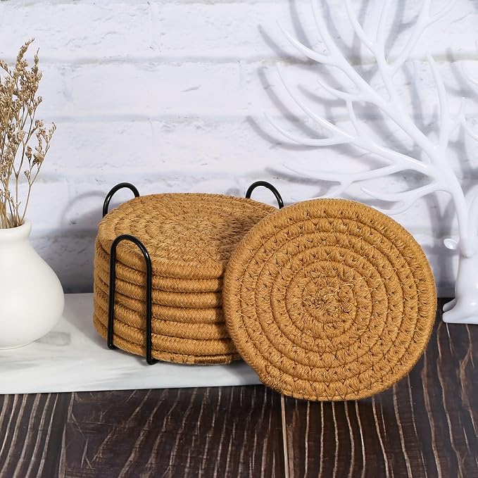 8 Pcs Drink Coasters with Holder, Absorbent Coasters - Image 7