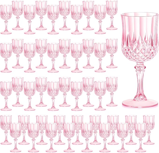 7OZ Plastic Wine Glasses, Reusable Vintage Goblets Unbreakable Drinking Glasses by Unknown