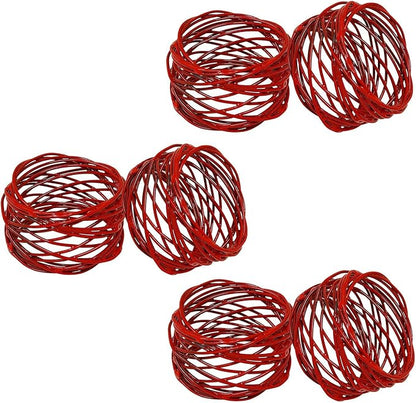 ITOS365 Handmade Round Red Mesh Napkin Rings Set of 6 Holder by ITOS365