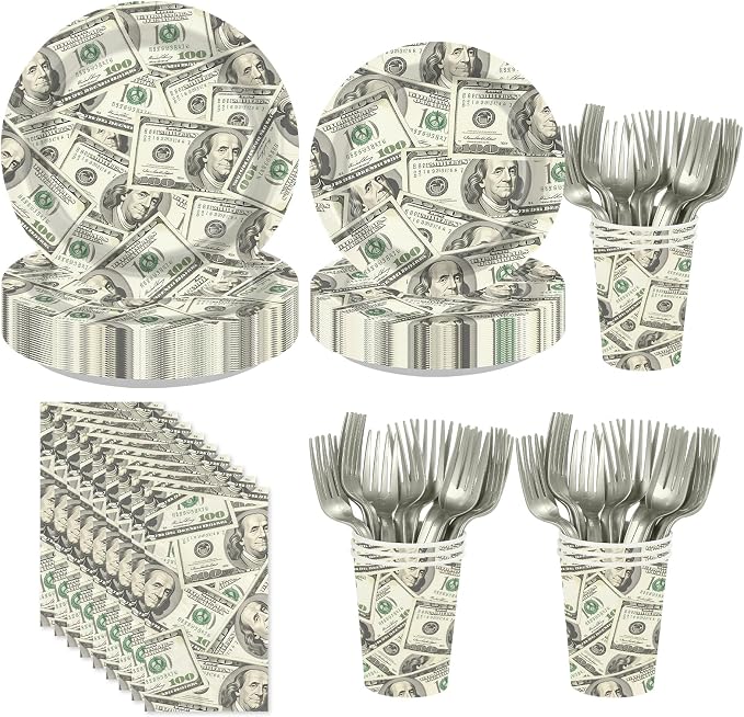 250Pcs Money Party Decoration for Birthday Bachelor Serves 50 | Fun Hundred by Greencian