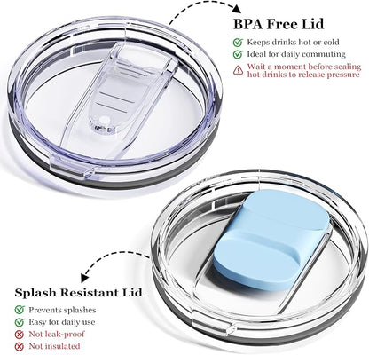 12oz Insulated Coffee Mug with Lid – Includes Two Lids, Stainless Steel Coffee - Image 3