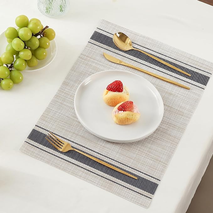Leetaltree Khaki-Blue Placemats, Heat Resistant Non-Slip Place mats - Image 8