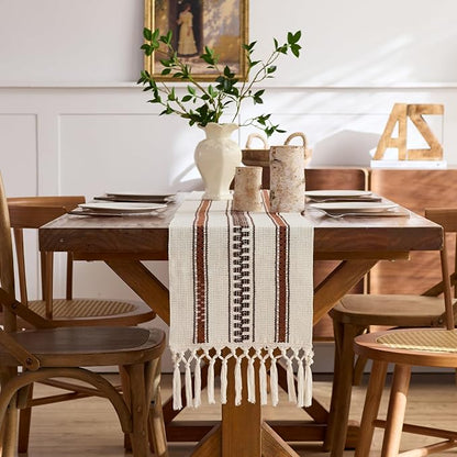 Baccessor Boho Macrame Table Runner, Terracotta Cotton Woven Table Runner - Image 3