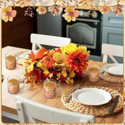 Tioncy 4 Pcs Fall Floral Coffee Mugs 12 oz Flower Glass Cups - Image 6