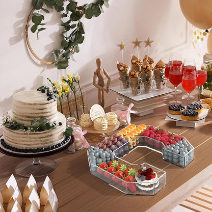 13.8" Acrylic Letter Charcuterie Tray, Charcuterie Letters Fillable Box for Food, Reusable Serving Cake Candy Dish Display Tray for Birthday Anniversary Party Decoration (Letter C)