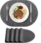 Placemats Set of 4, 11.8 x 17 Inch, Dark Grey | Heat Resistant Oval Faux by homing