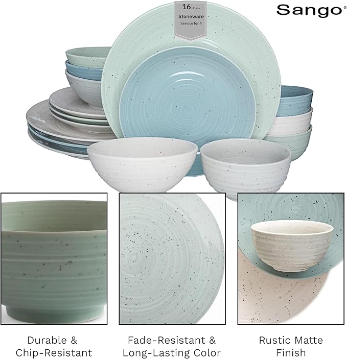 Sango Siterra Artist's Blend 16-Piece Stoneware Dinnerware Set - Image 8