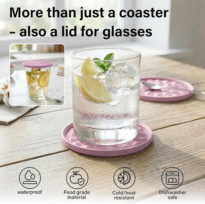 Silicone Drink Coasters Set of 6, Desk Cup Coaster | Prevents - Image 6