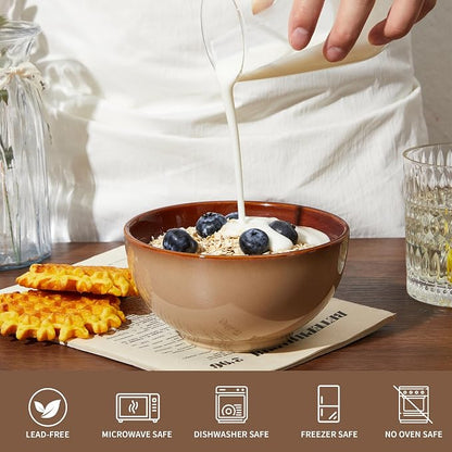 5.5" Cereal Bowls & Dessert Bowls Set of 6-22 Oz Small Bowls - Image 3