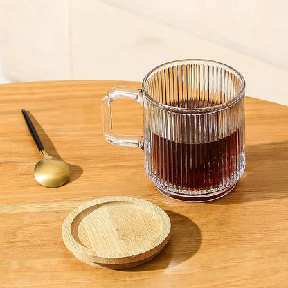 Lysenn Clear Glass Mug with Lid, Premium Glass Coffee Mug, 12 oz Tea Cup | - Image 4