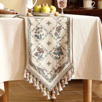 Patdrea Designer French Elegant Linen Table Runner, Floral Pattern - Image 2