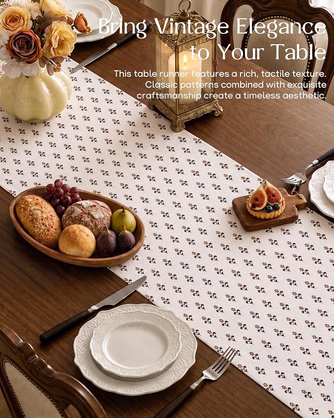 13"x 72" Jacquard Woven Chenille Table Runner, Floret Grace | Exquisite Jacquard - Image 2