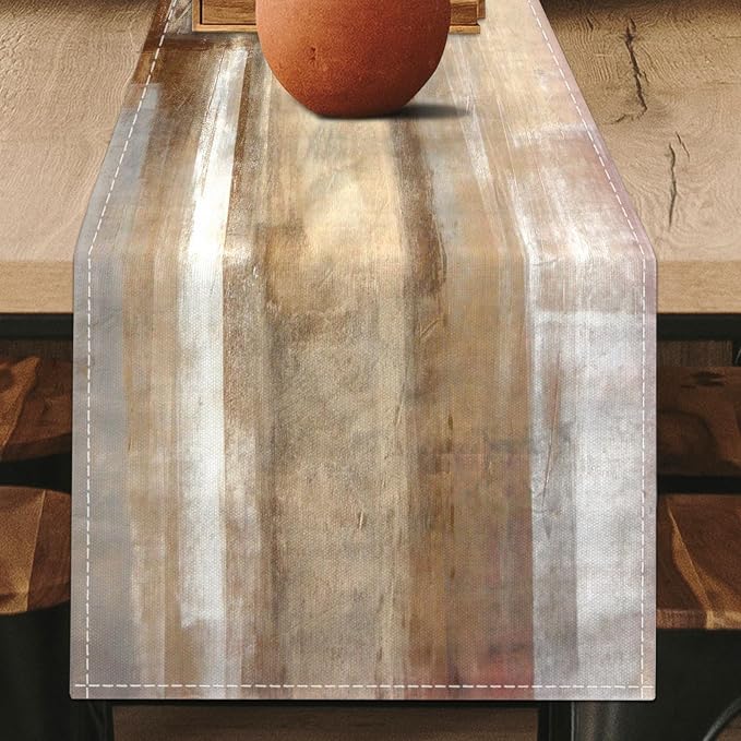 Brown Grey Table Runners Modern Art Farmhouse Linen Table Runners Dresser - Image 2