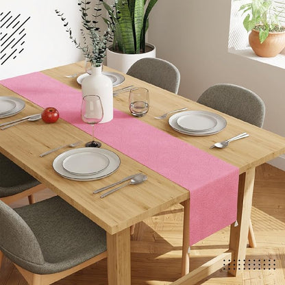 Encasa XO Table Runner, Embossed Velvet, Elegant 13"x72" | Pink, 175 GSM - Image 2