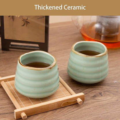 4pcs Japanese Tea Cup Set – Mini Size Cup 5OZ Ceramic Matcha Cup, Handless - Image 7