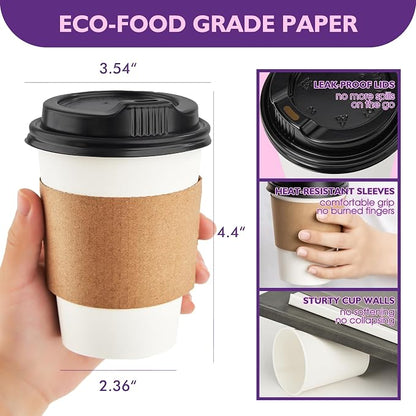 12 oz 50 Pack Disposable Coffee Cups - Image 2