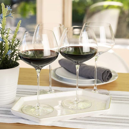 Spiegelau Willsberger Burgundy Wine Glasses, Crystal Clear Red Wine Glasses for Pinot Noir, Elegant Glassware, Wedding Gifts, Birthday Gifts for Women and Men, Home Bar Accessories, 25.6 oz, Set of 4
